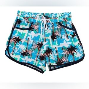 NWT Comfort-Fit Women’s Board, Volley, Swim Front Pocket Palm Tree Design Shorts
